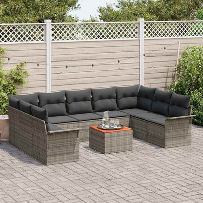 Set Divano da Giardino 10 pz 9-Numero di posti Grigio