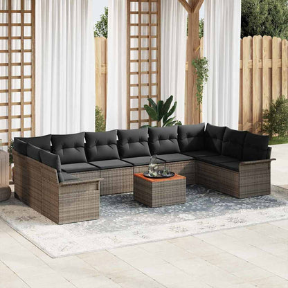 Set Divano da Giardino 11 pz 10-Numero di posti Grigio