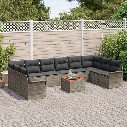 Set Divano da Giardino 11 pz 10-Numero di posti Grigio