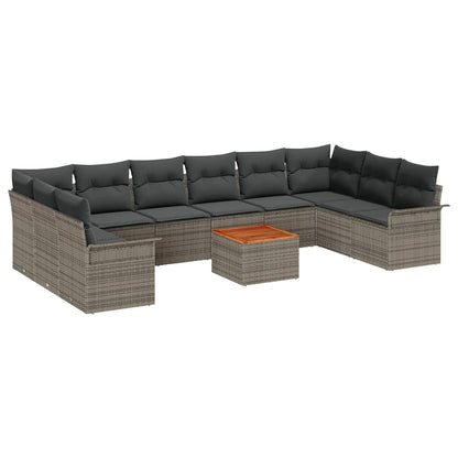 Set Divano da Giardino 11 pz 10-Numero di posti Grigio
