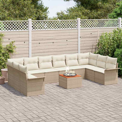 Set Divano da Giardino 11 pz 10-Numero di posti Beige e Crema