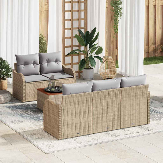 Set Divano da Giardino 6 pcs Beige e Grigio Chiaro polyrattan