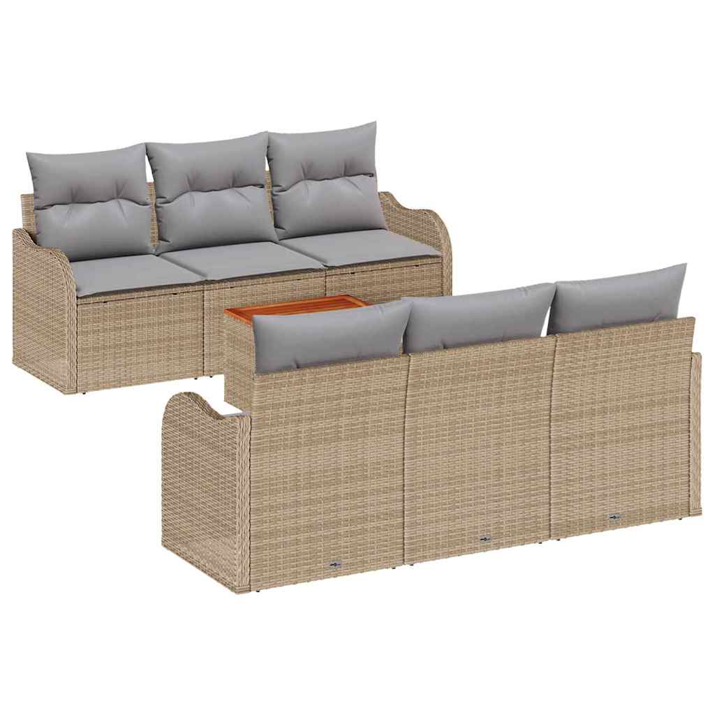 Set Divano da Giardino 7 pcs Beige e Grigio Chiaro polyrattan | homemem39