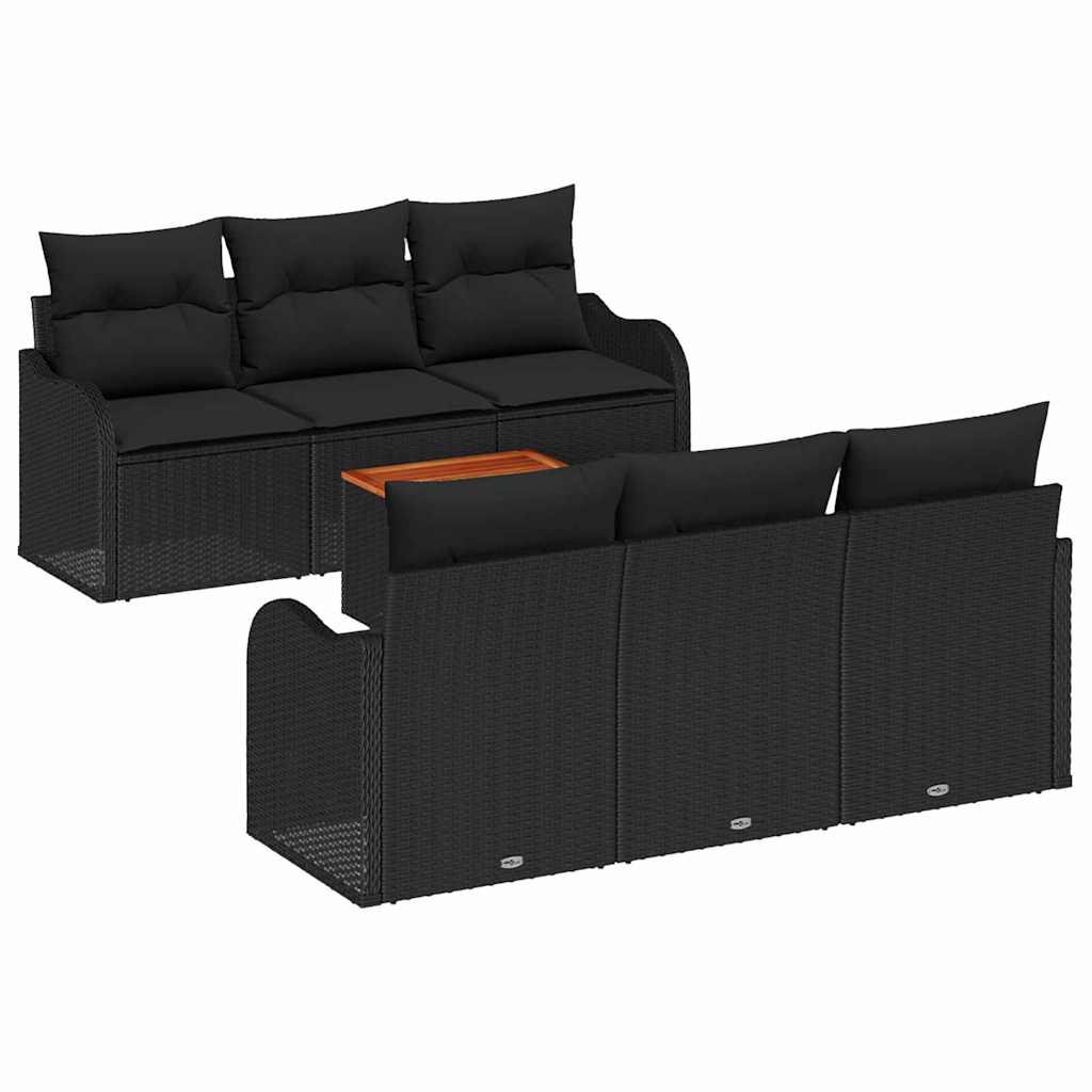 Set Divano da Giardino con archiviazione 7 pcs Nero polyrattan | homemem39