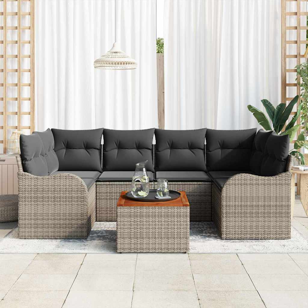 Set Divano da Giardino 7 pcs Grigio polyrattan | homemem39