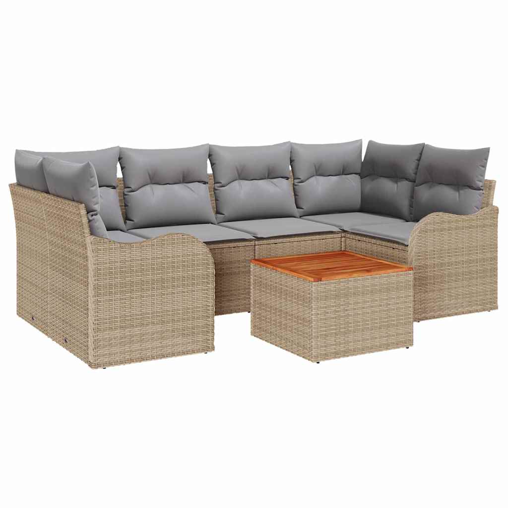 Set Divano da Giardino 7 pcs Beige e Grigio Chiaro polyrattan | homemem39