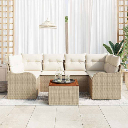 Set Divano da Giardino 7 pcs Beige e bianco