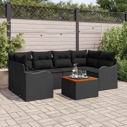 Set Divano da Giardino con archiviazione 7 pcs Nero polyrattan | homemem39