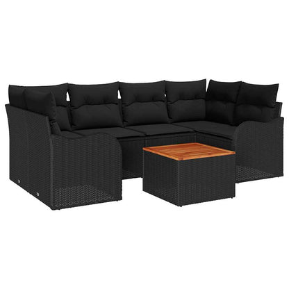 Set Divano da Giardino con archiviazione 7 pcs Nero polyrattan | homemem39