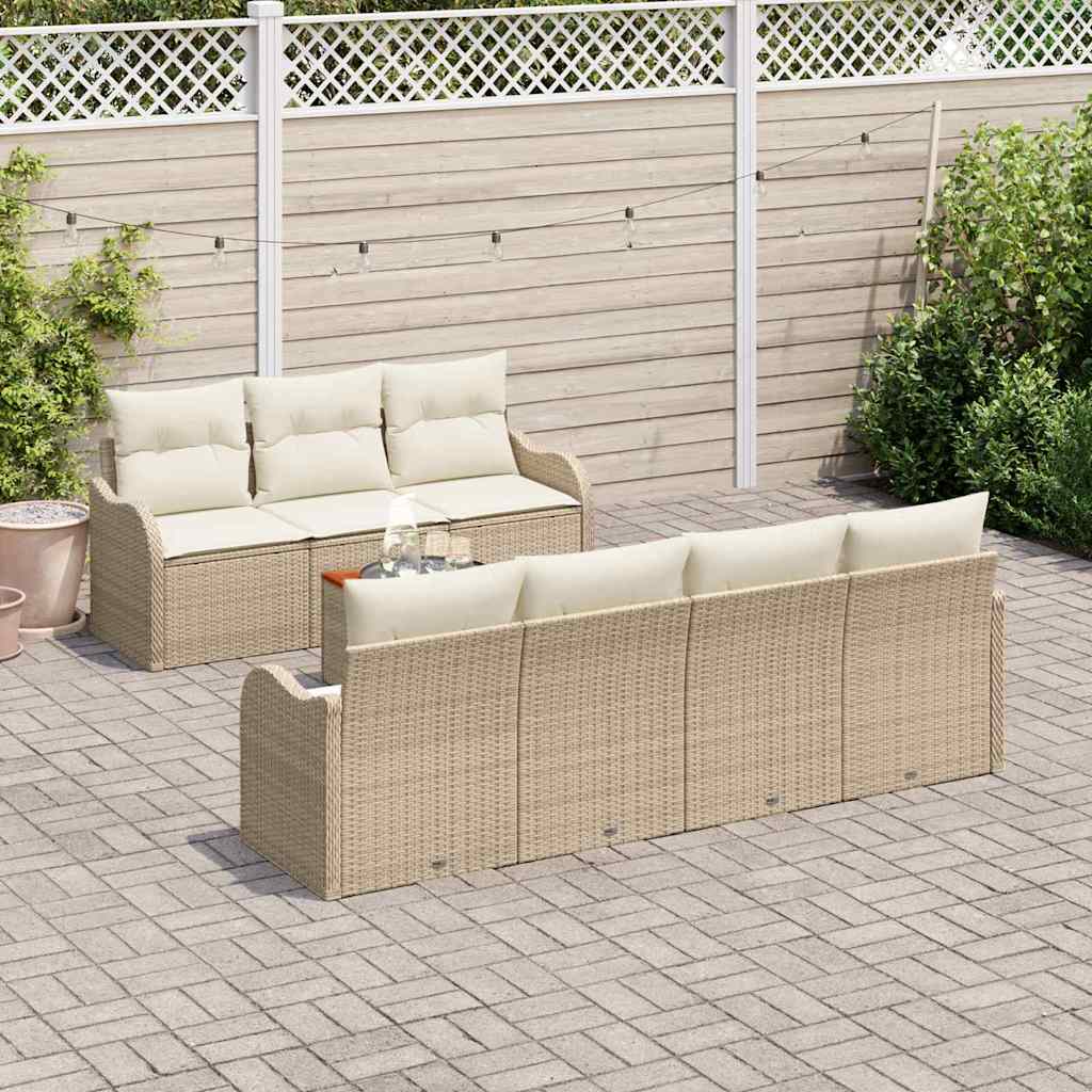 Set Divano da Giardino 8 pcs Beige e Crema polyrattan | homemem39