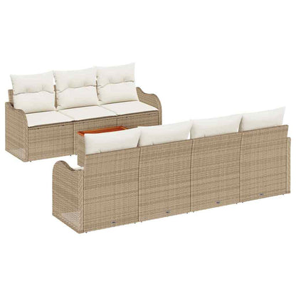 Set Divano da Giardino 8 pcs Beige e Crema polyrattan | homemem39