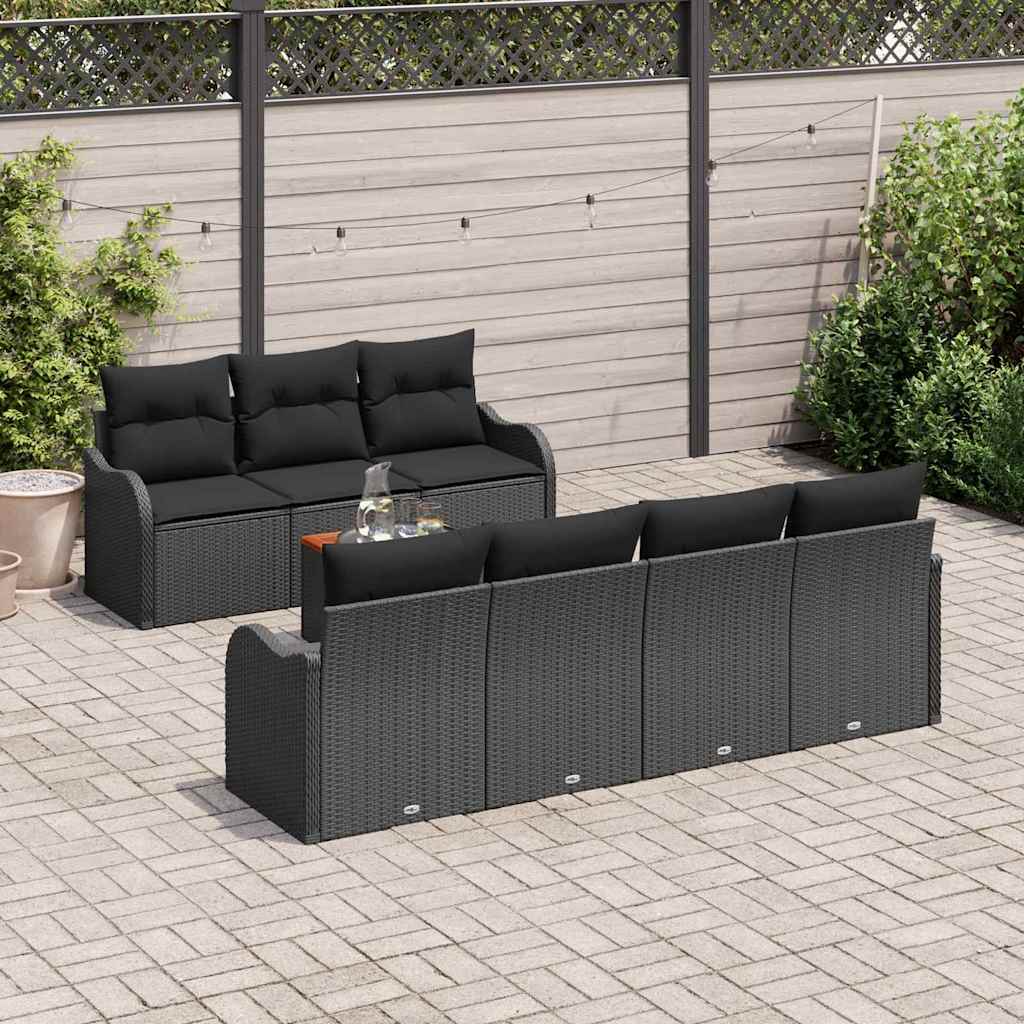 Set Divano da Giardino con archiviazione 8 pcs Nero polyrattan | homemem39