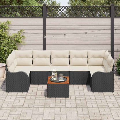 Set Divano da Giardino 8 pcs Nero e Crema polyrattan | homemem39