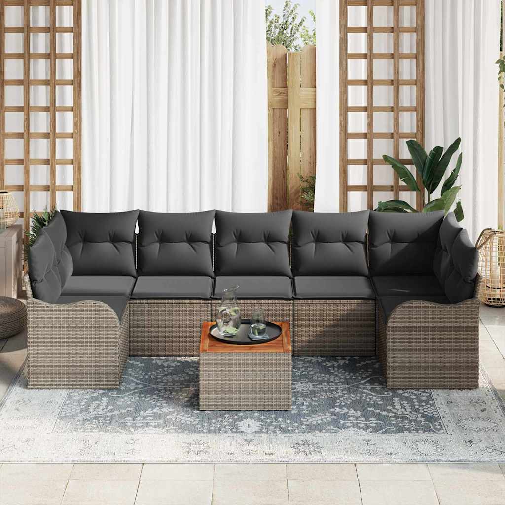 Set Divano da Giardino 8 pcs Grigio polyrattan | homemem39