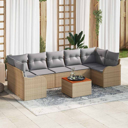 Set Divano da Giardino 8 pcs Beige e Grigio Chiaro polyrattan | homemem39