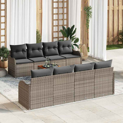 Set Divano da Giardino 9 pcs Grigio polyrattan | homemem39