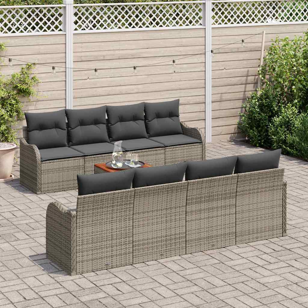 Set Divano da Giardino 9 pcs Grigio polyrattan | homemem39