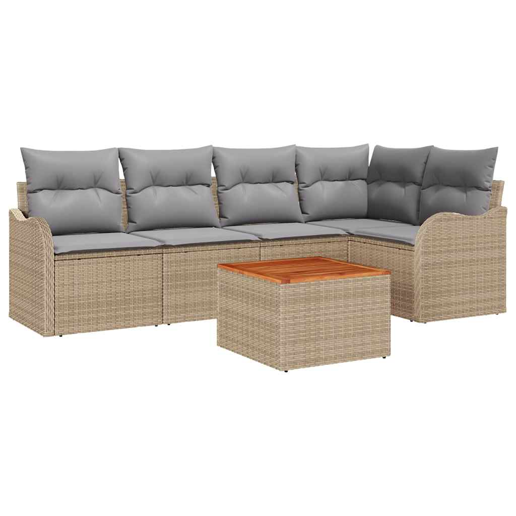 Set Divano da Giardino 6 pcs Beige e Grigio Chiaro polyrattan | homemem39