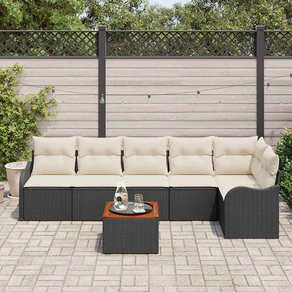 Set Divano da Giardino 7 pcs Nero e Crema polyrattan | homemem39