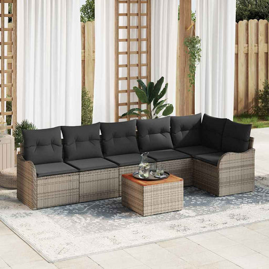 Set Divano da Giardino 7 pcs Grigio polyrattan - homemem39