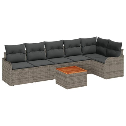 Set Divano da Giardino 7 pcs Grigio polyrattan | homemem39