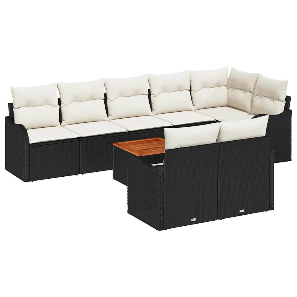 Set Divano da Giardino 9 pcs Nero e Crema polyrattan | homemem39