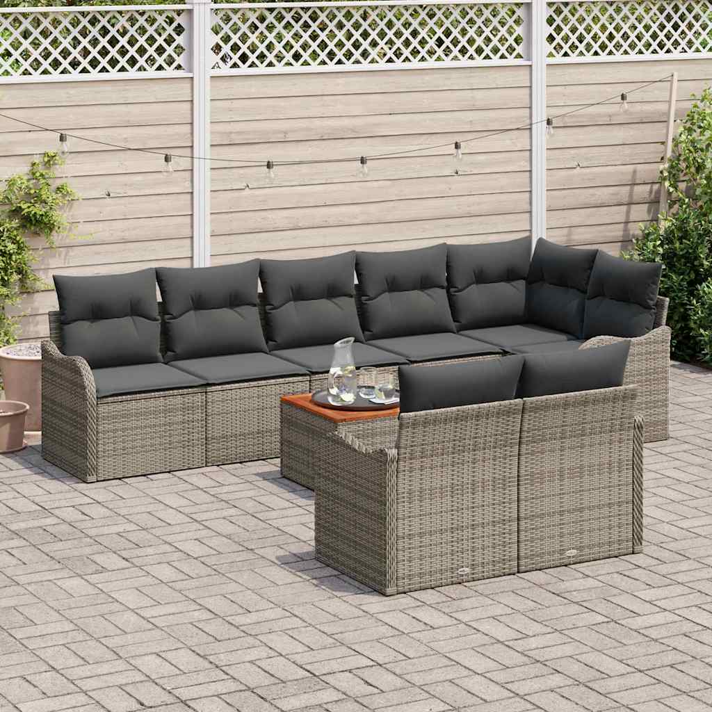 Set Divano da Giardino 9 pcs Grigio