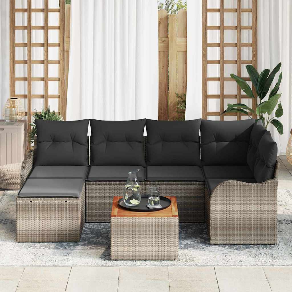 Set Divano da Giardino 7 pcs Grigio polyrattan | homemem39