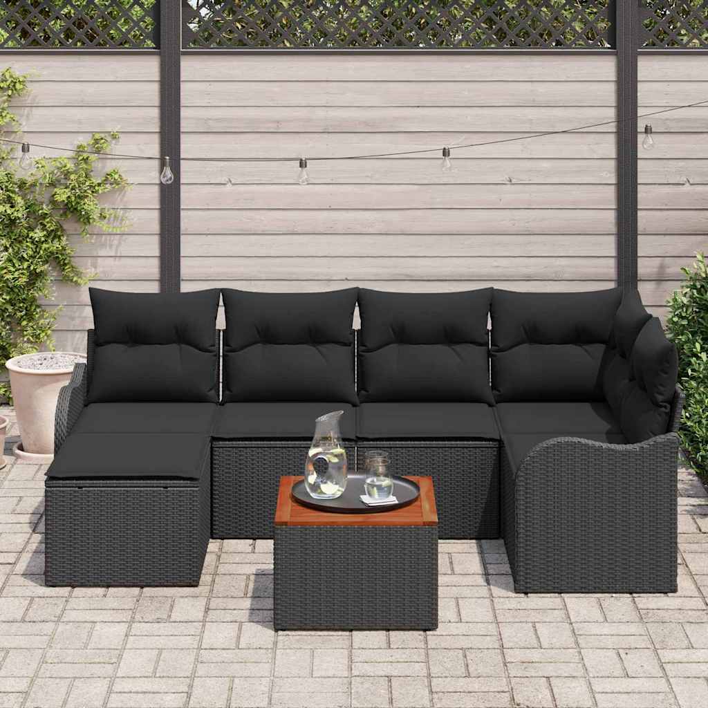 Set Divano da Giardino con archiviazione 7 pcs Nero polyrattan | homemem39