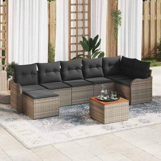 Set Divano da Giardino 8 pcs Grigio polyrattan