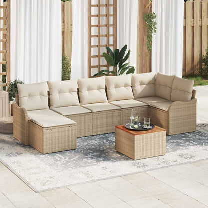 Set Divano da Giardino 8 pcs Beige e Crema polyrattan | homemem39