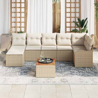 Set Divano da Giardino 8 pcs Beige e Crema polyrattan | homemem39