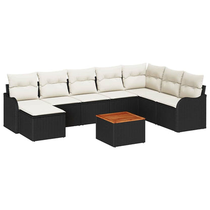 Set Divano da Giardino 9 pcs Nero e Crema polyrattan | homemem39