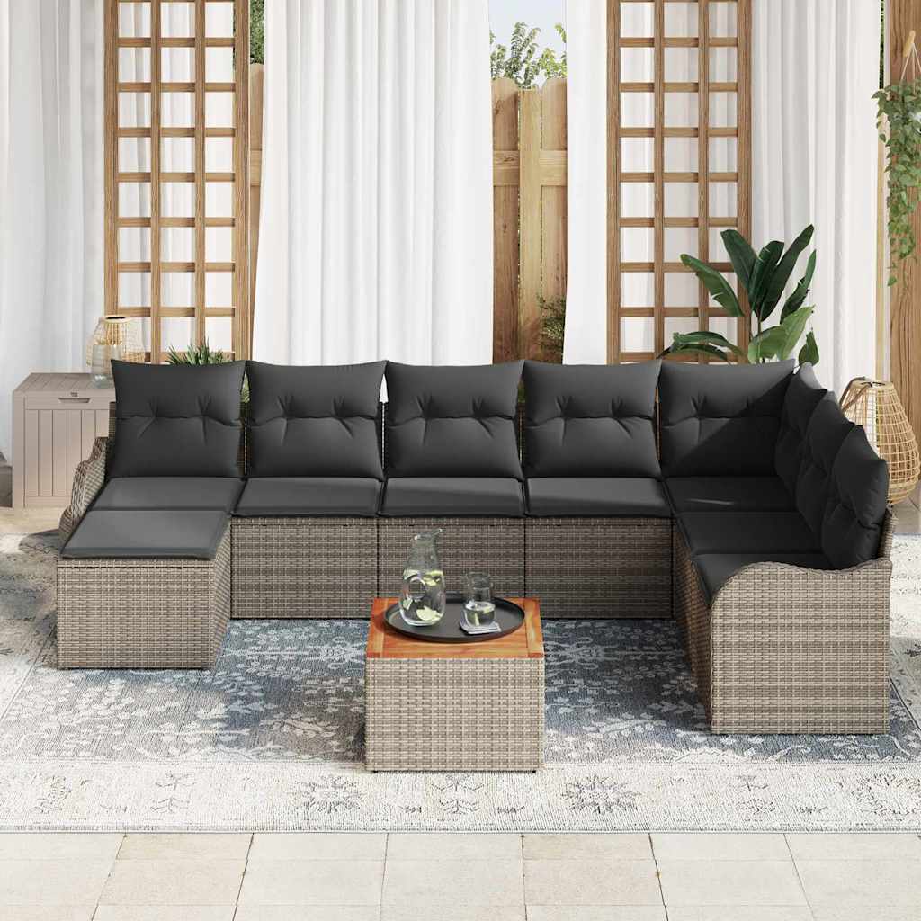 Set Divano da Giardino 9 pcs Grigio