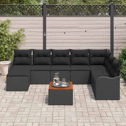 Set Divano da Giardino con archiviazione 9 pcs Nero polyrattan | homemem39