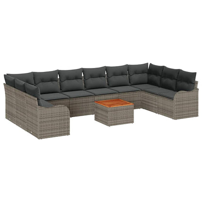 Set Divano da Giardino 10 pcs Grigio polyrattan | homemem39