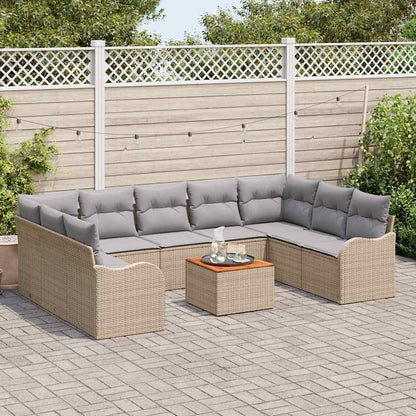 Set Divano da Giardino 10 pcs Beige e Grigio Chiaro polyrattan | homemem39