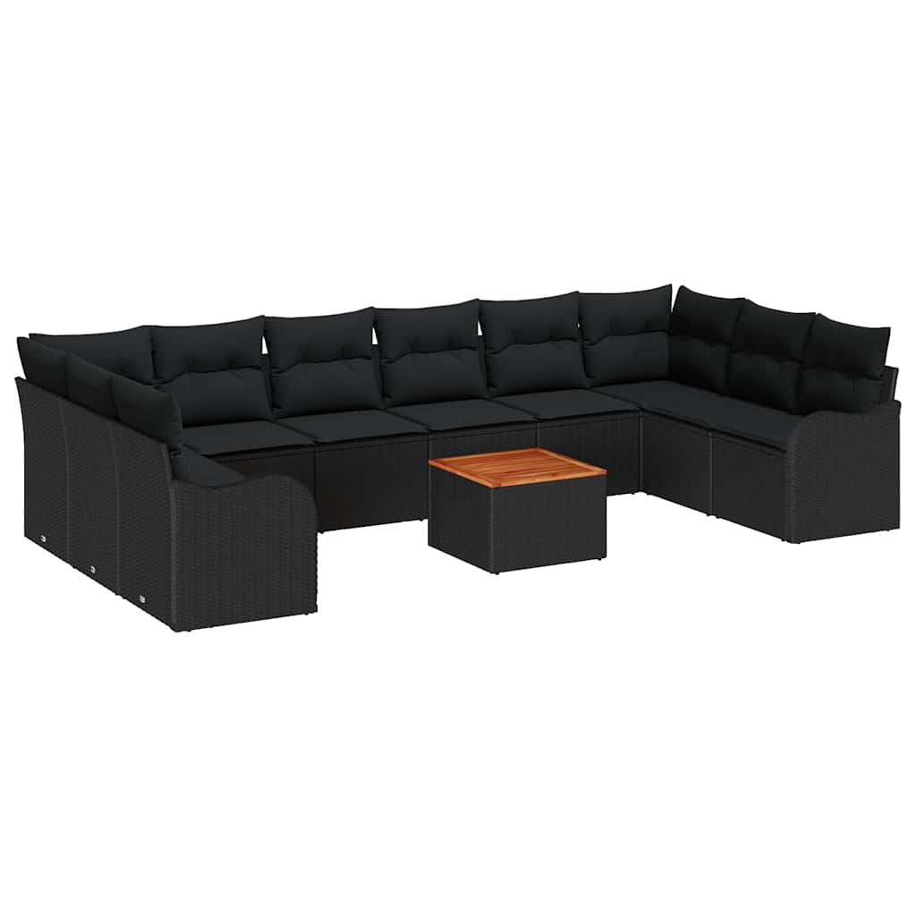 Set Divano da Giardino con archiviazione 10 pcs Nero polyrattan | homemem39