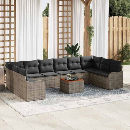 Set Divano da Giardino 11 pcs Grigio polyrattan | homemem39