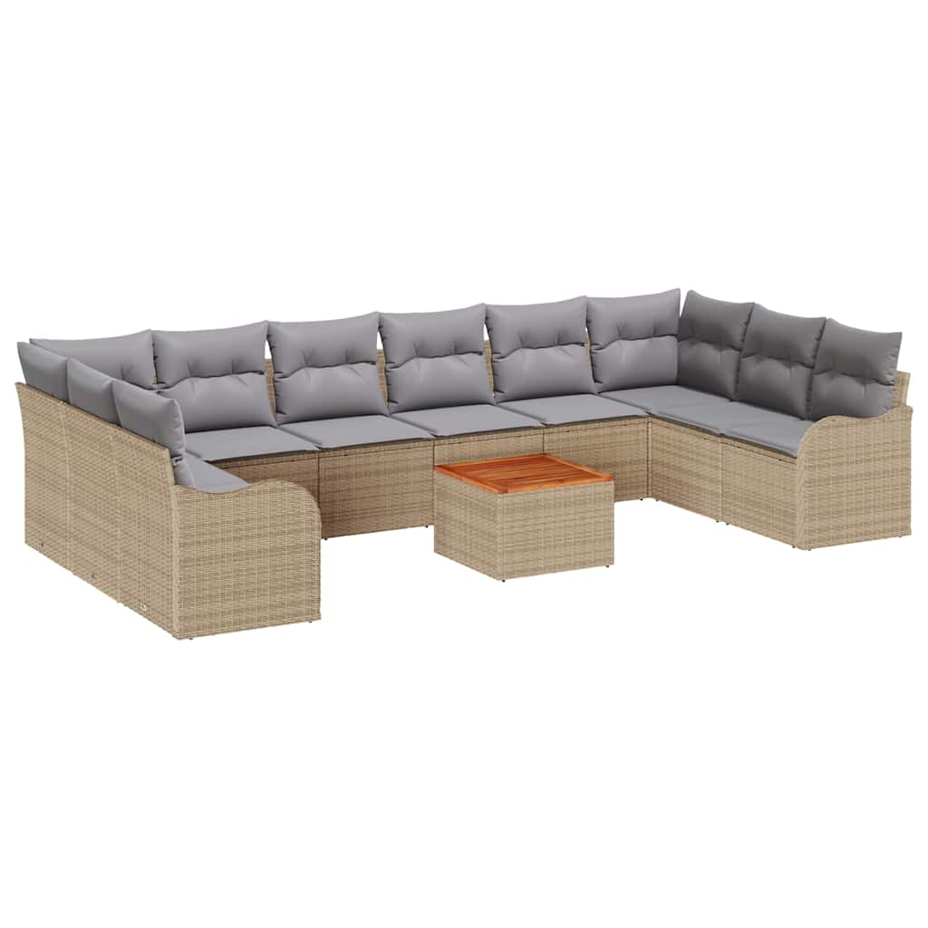 Set Divano da Giardino 11 pcs Beige e Grigio Chiaro polyrattan | homemem39