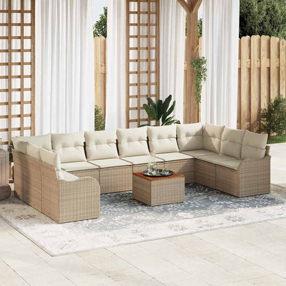 Set Divano da Giardino 11 pcs Beige e bianco