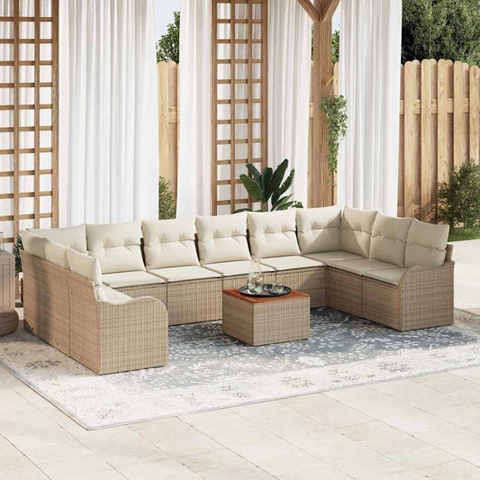 Set Divano da Giardino 11 pcs Beige e bianco