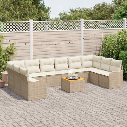 Set Divano da Giardino 11 pcs Beige e bianco