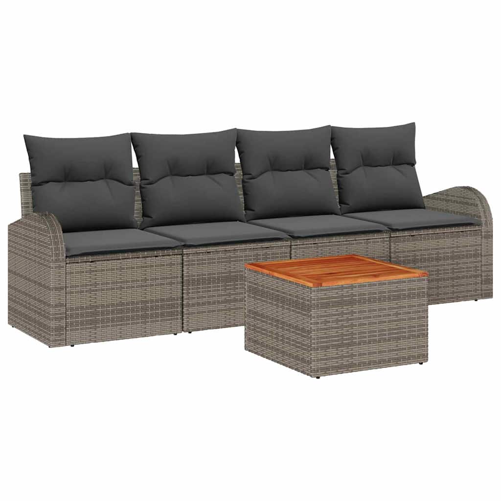 Set Divano da Giardino 5 pcs Grigio polyrattan | homemem39