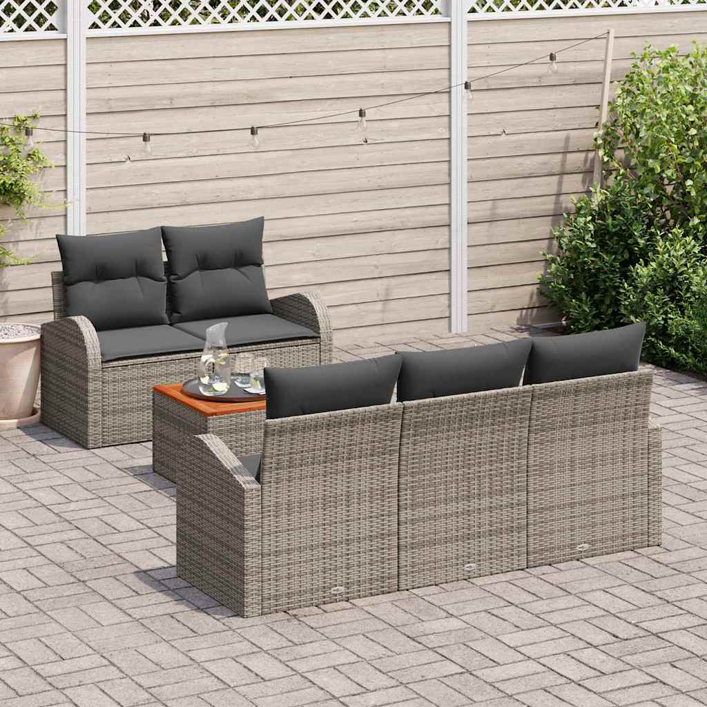 Set Divano da Giardino 6 pcs Grigio polyrattan | homemem39