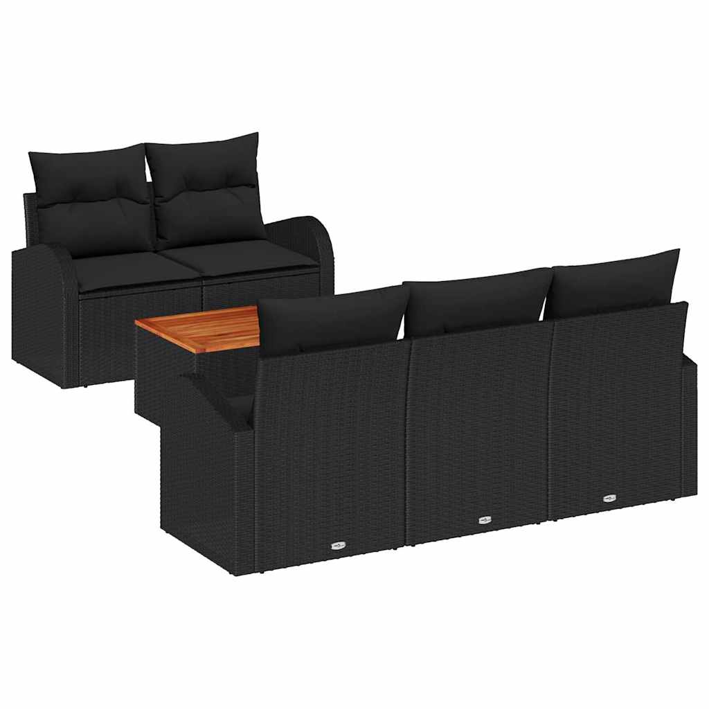 Set Divano da Giardino con archiviazione 6 pcs Nero polyrattan | homemem39