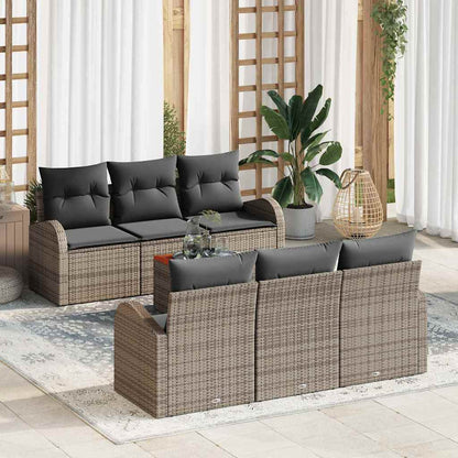 Set Divano da Giardino 7 pcs Grigio polyrattan | homemem39