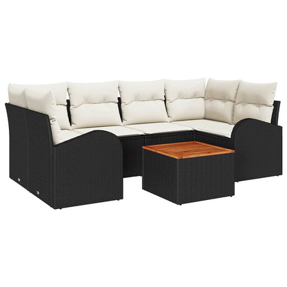 Set Divano da Giardino 7 pcs Nero e Crema polyrattan | homemem39