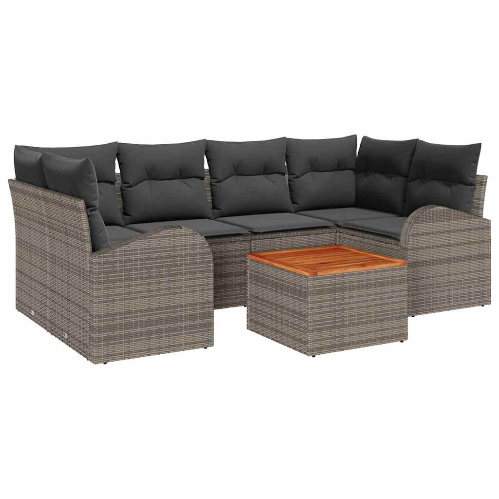 Set Divano da Giardino 7 pcs Grigio polyrattan | homemem39