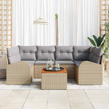 Set Divano da Giardino 7 pcs Beige e Grigio Chiaro polyrattan | homemem39